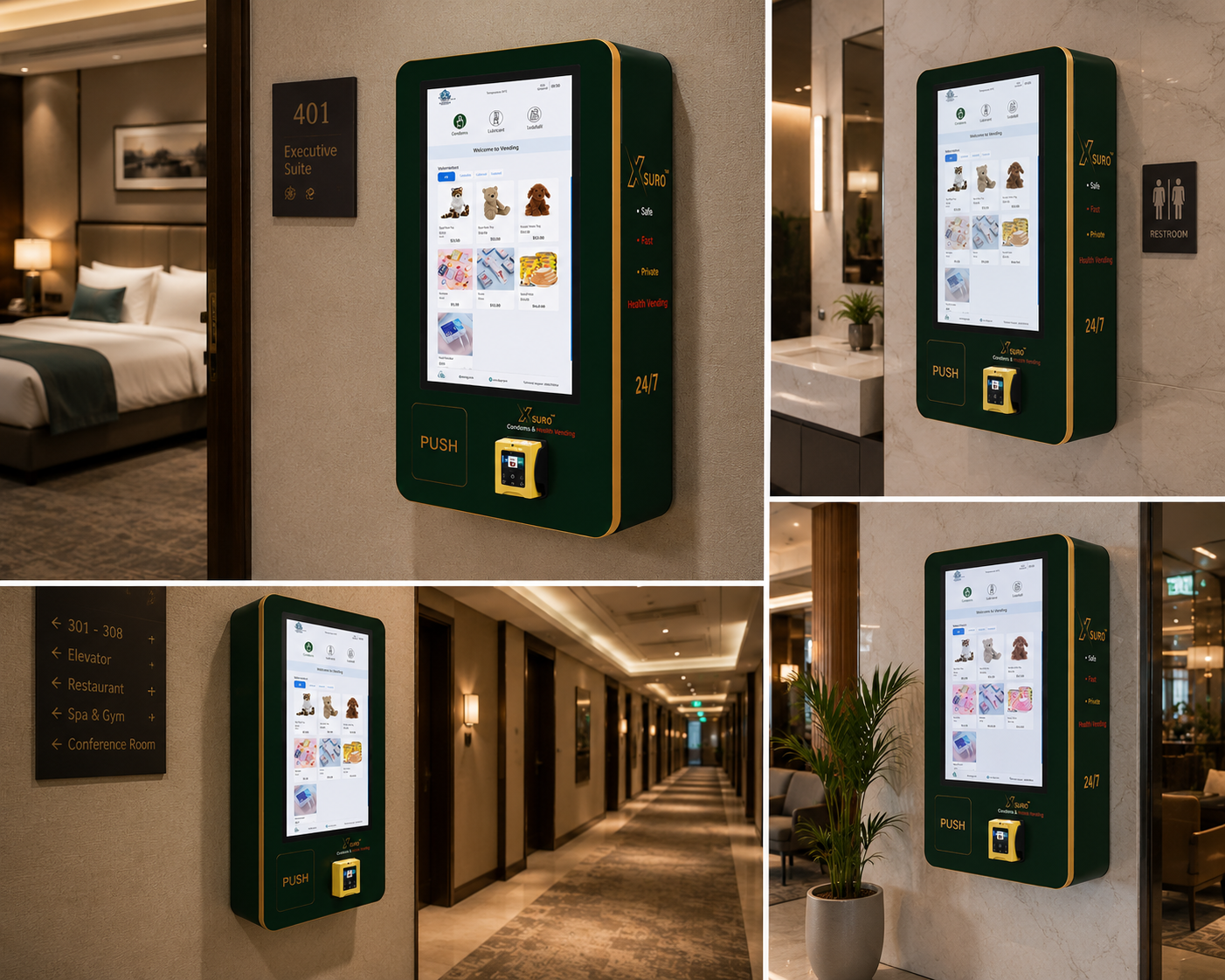 XSURO machines installed in polished hotel environments